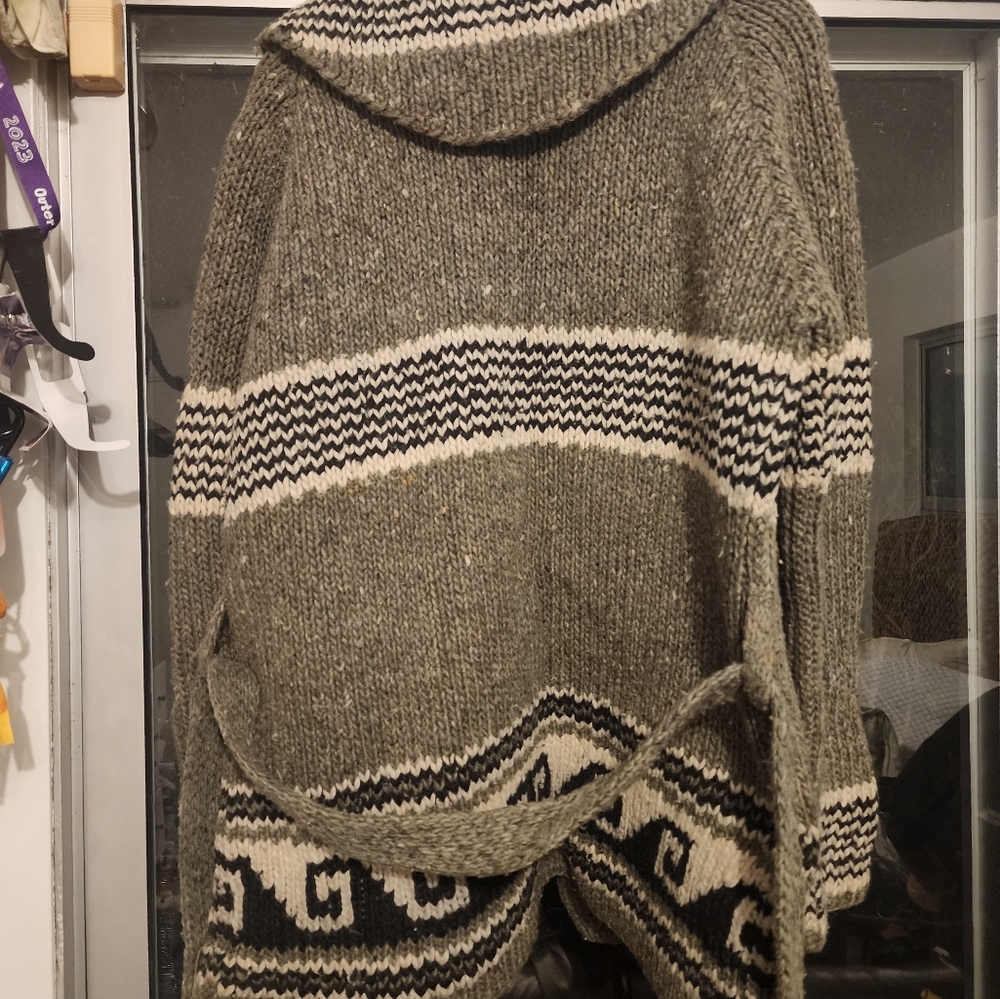 Amazing Western Wool Hand Knit Cowichan Big Libowski Style Aztek Sweater / Shaul